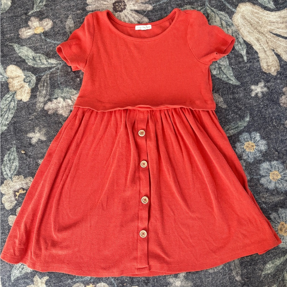 Copper Key Fall Orange Button-Down Kids Dress